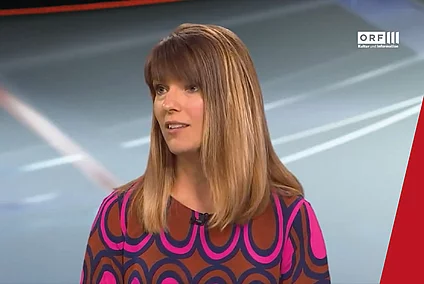 Screenshot of Alexandra Dienes tallking on ORF3