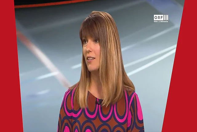 Screenshot of Alexandra Dienes tallking on ORF3