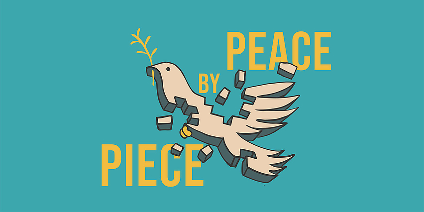 Project illustration: Peace by Piece, showing a peace dove
