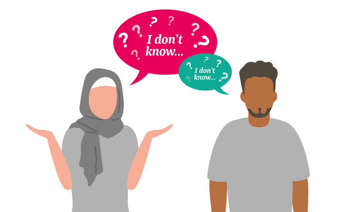 A man and a women saying both "I dont know". 