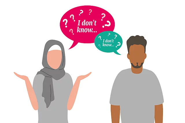 A man and a women saying both "I dont know". 