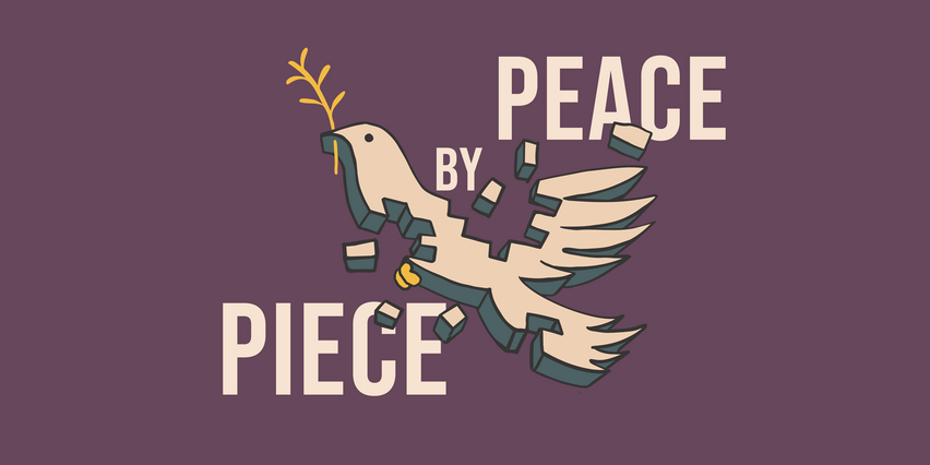 Project illustration: Peace by Piece, showing a peace dove