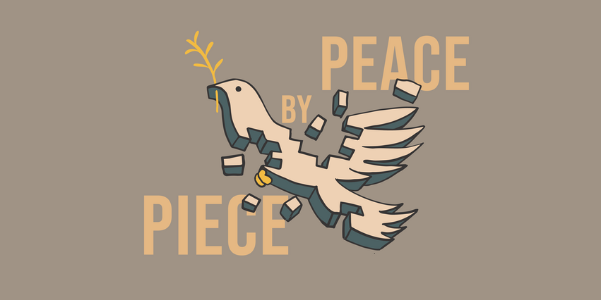 Project illustration: Peace by Piece, showing a peace dove