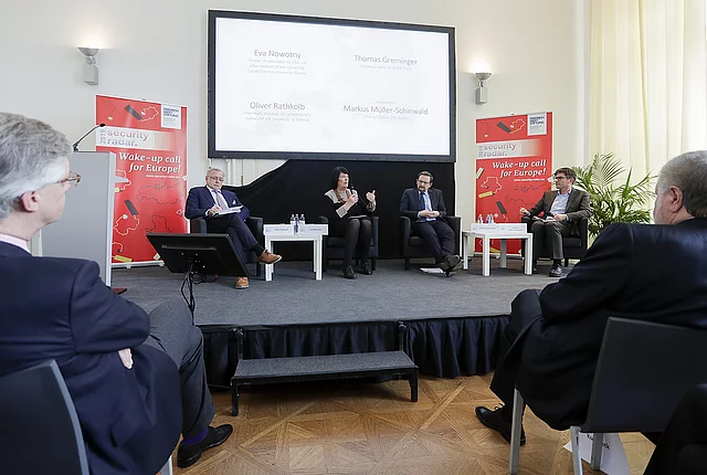 Event picture of the presentation of the Security Radar 2019 during a Paneldiscussion at the MuseumsQuartier in Vienna