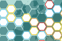 An image shows several hexagons over a map of Europe, aligned next to each other in a honeycomb pattern