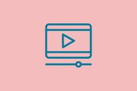 An image shows a graphic icon of a video start button against colorful background