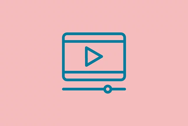 An image shows a graphic icon of a video start button against colorful background